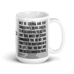 Joshua 1:7 Bible Verse Gift Coffee Mug with Image of Christ