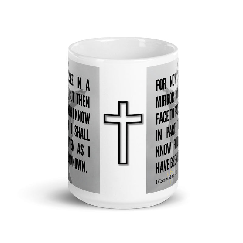 1 Corinthians 13:12 Bible Verse Gift Coffee Mug with Image of Christ