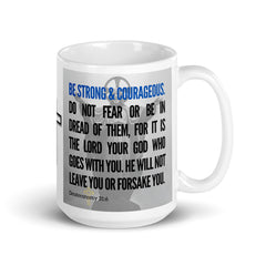 Deuteronomy 31:6 Bible Verse Gift Coffee Mug with Image of Christ