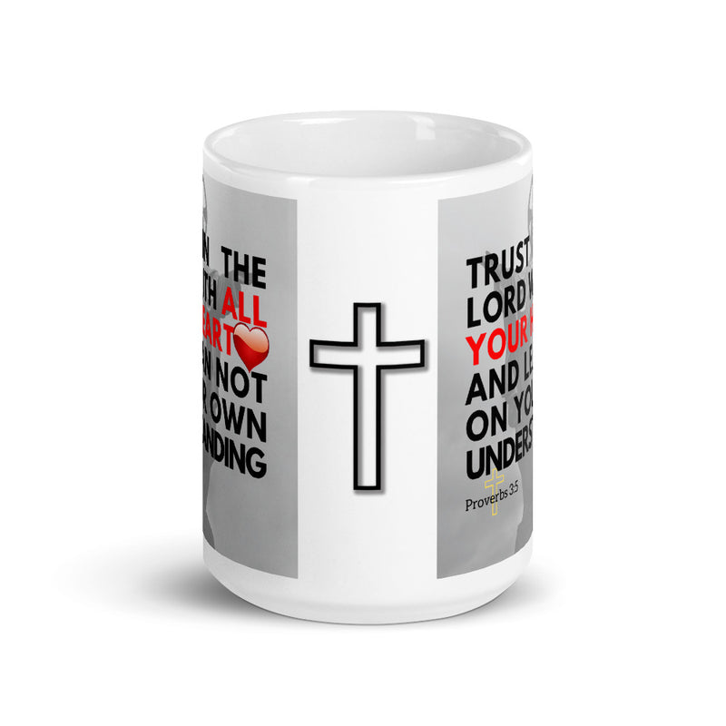 Proverbs 3:5 Bible Verse Gift Coffee Mug with Image of Christ