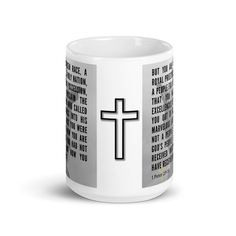 1 Peter 2:9-10 Bible Verse Gift Coffee Mug with Image of Christ