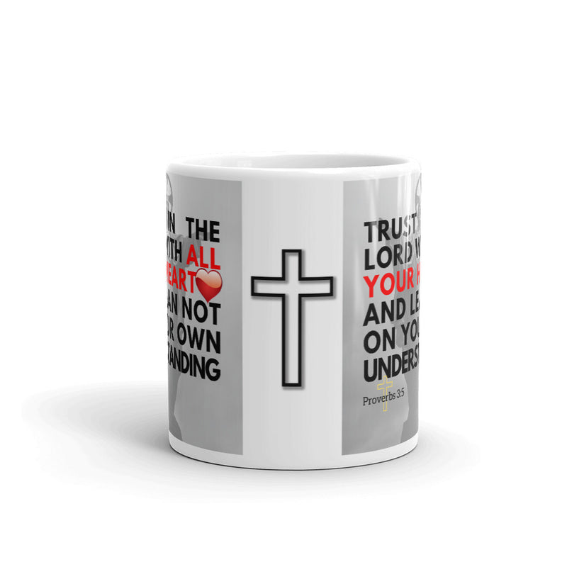 Proverbs 3:5 Bible Verse Gift Coffee Mug with Image of Christ