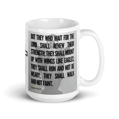 Isaiah 40:31 Bible Verse Gift Coffee Mug with Image of Christ