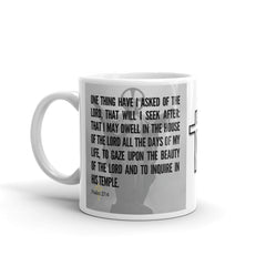 Psalm 27:4 Bible Verse Gift Coffee Mug with Image of Christ