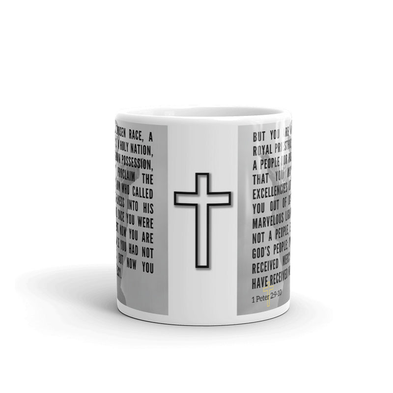 1 Peter 2:9-10 Bible Verse Gift Coffee Mug with Image of Christ