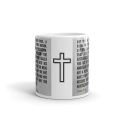 1 Peter 2:9-10 Bible Verse Gift Coffee Mug with Image of Christ