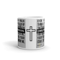 Psalm 23:4 Bible Verse Gift Coffee Mug with Image of Christ